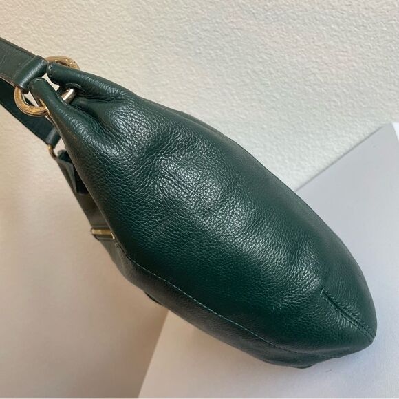 Michael Kors Green Leather Fulton Bedford Shoulder Bag Jet Set Selma - Picture 3 of 11